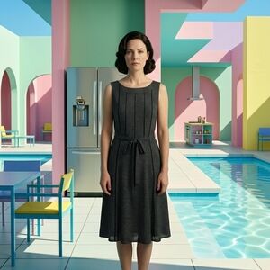 Voir Voir Black and White Polka Dot Midi Dress